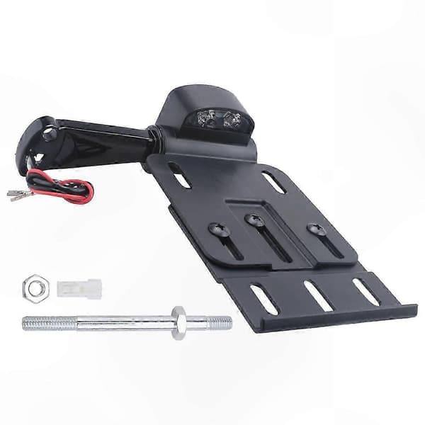 LED Motorcykel Nummerpladeholder med Teleskopisk Folde Sidemontering og Integreret LED Lys black