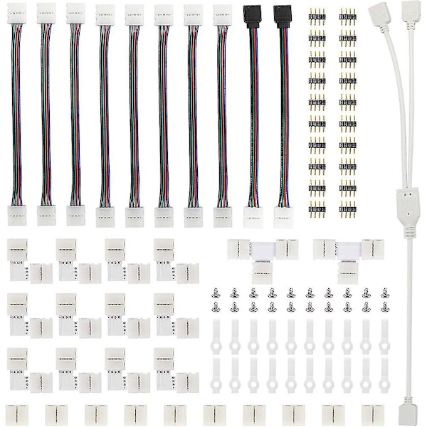 95 stk 5050 Rgb Led-strip konnektorsæt med T-formede L-formede Strip-jumpers Led-strip tilbehør Lys Trådforbindelse Terminal-splejsningsværktøj