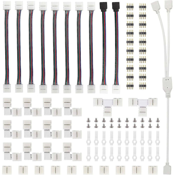 95st 5050 Rgb Led-strip Connector Kit med T-formad L-formad Strip-jumpers Led-strip Tillbehör Ljus Trådanslutning Terminal-skarvverktyg