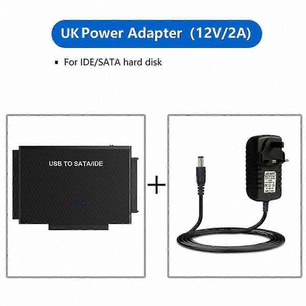 SATA IDE-hårddiskadapter för 2,5/3,5-tums enheter med USB 3.0-anslutning Black