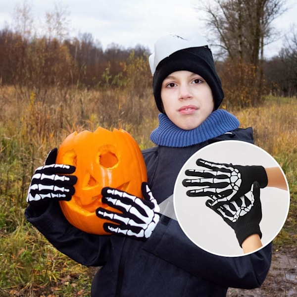 Skjelett Hansker For Kvinner Menn Voksne Fingerløse Goth Hansker Gløder I Mørket Halloween Kostyme Tilbehør