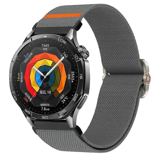 Kompatibel med Samsung Galaxy Watch7 44mm / 40mm Nylon Urrem 20mm Elastisk Håndledsrem DarkGrey