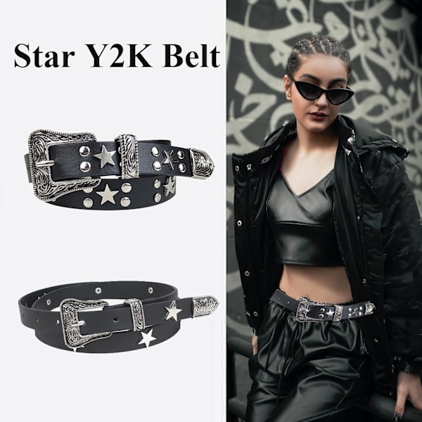 Naulatut Vyöt Naiset Y2K Vyö Tähti Vyöt Musta Tyttö Naiset Piikki Naulat Punk Vyö Halloween Cosplay