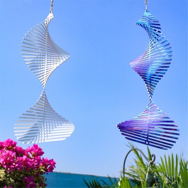 Helix Fishtail Sublimation Wind Spinner Blanks Dobbeltsidet 3D Fishtail Aluminium Metal Wind Sculptu White