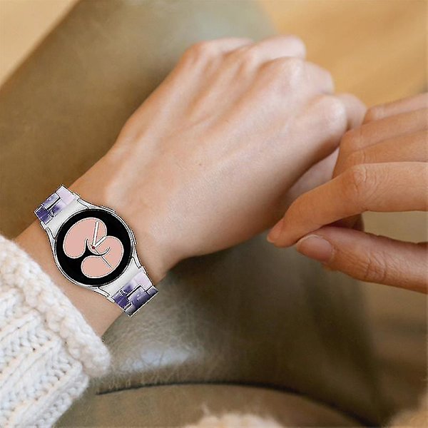 För Samsung Galaxy Watch 5 40mm / 44mm / Watch 5 Pro 45mm Resin Watch Band Rostfritt stål Spänne Armband Armband Dark Grey   Pink