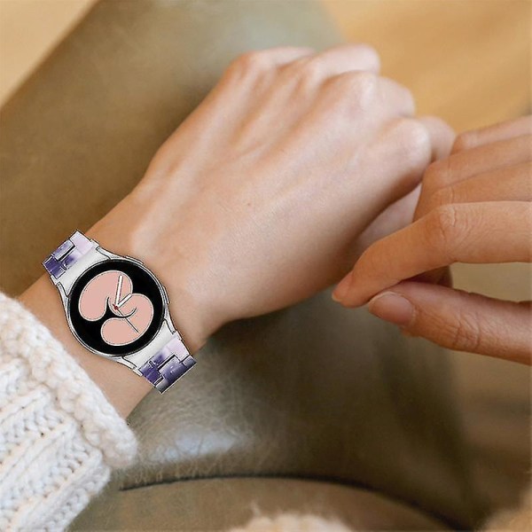 Til Samsung Galaxy Watch 5 40 mm / 44 mm / Watch 5 Pro 45 mm Resin urbånd i rustfrit stål med spændearmbånd Dark Grey   Pink