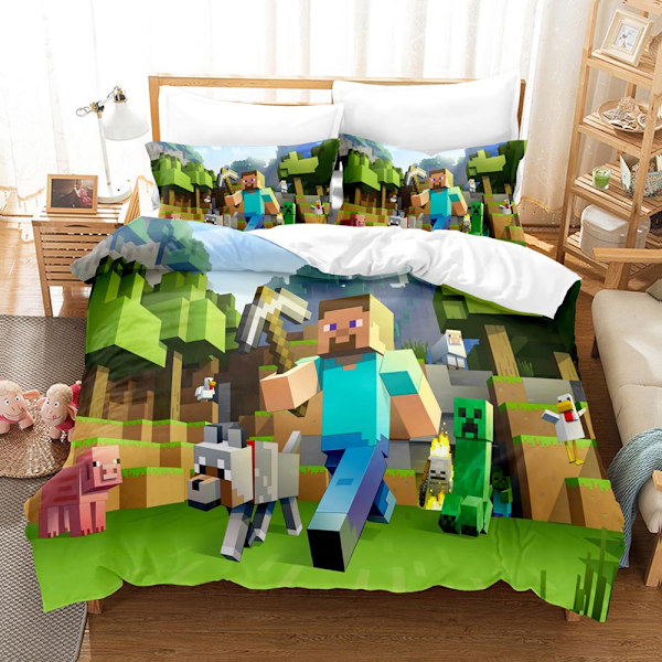 Minecraft My World 3D digitaltryckt tredelat set påslakan sängöverkast lakan örngott sängkläder 2 220*240