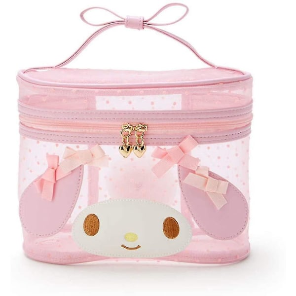 Søt gjennomsiktig sminkeoppbevaringsboks Kawaii Pink Mesh kosmetikkveske Beauty Box oppbevaringsboks kosmetikkveske-my Melody