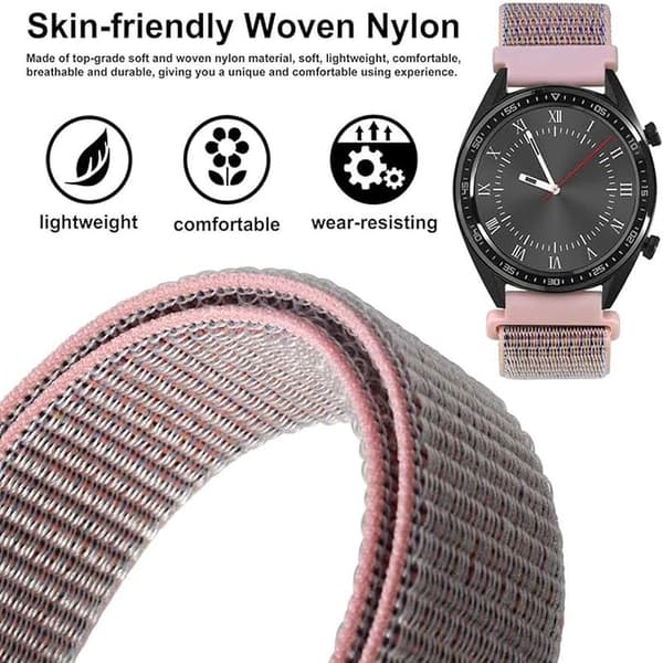 Pink - Universal Adjustable 22mm Nylon Strap, Quick Release, Unisex Replacement Band, Band Width