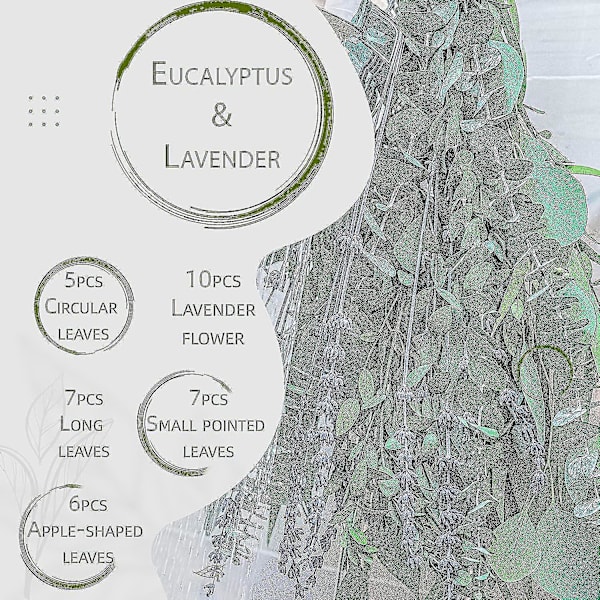Frisk blanding eukalyptus- og lavendelbukett til dusj, naturlige eukalyptusblader dusjdekor Aromatisk lavendel