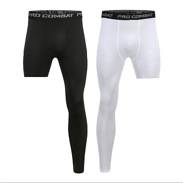 Compression Running Tight Sport Cropped Menn Base Layer Treningsbukser White Right XXXL