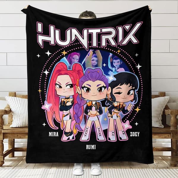 Huntrix K-Pop Trykt Teppe | Flanellpledd for Sofa og Seng (Anime-tema) 70+100cm 19