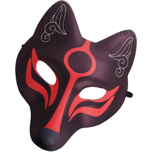 Rævemasker Japanske Kabuki Kitsune-masker Masqueradefest til voksne Sorte masker Cosplay-kostumerekvisitter Kimono-fest Balrekvisitter til balbal B