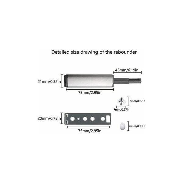 20 stk. Push-to-Open Magnet Push-to-Open Skabslåge Magnetisk Lås, Dæmperbuffer til Skuffe, Åbner og Lukker Døren med Tryk til Skab