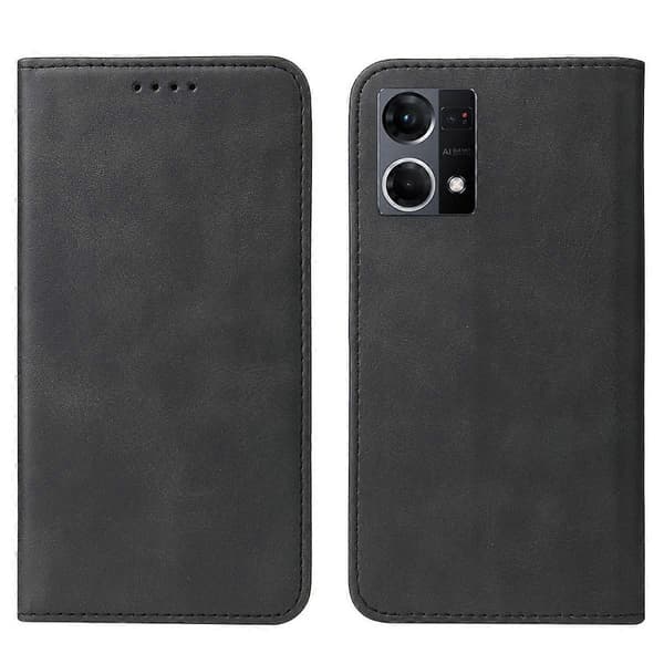 Magnetiskt läderfodral för OPPO Reno7 4G Black