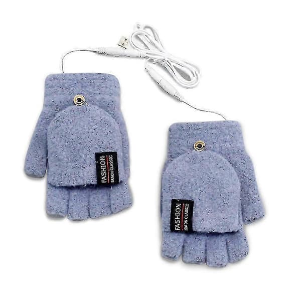 USB Elektriske Vanter med Varme Fuld/Halv Finger Håndvarmere Gaver Blue