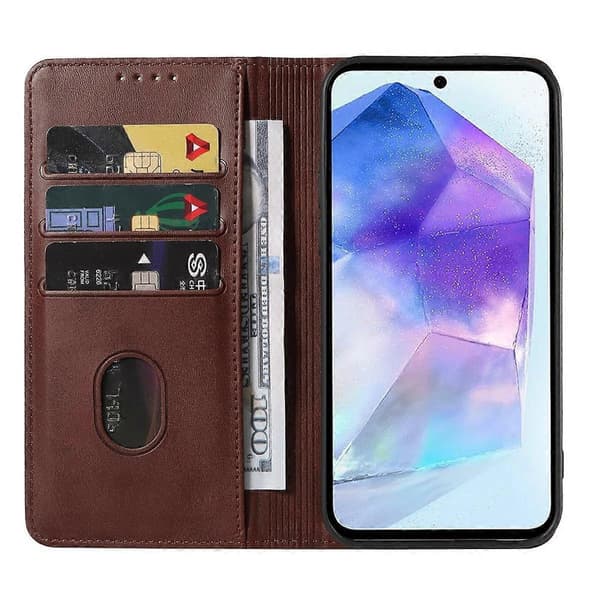 Magnetisk læder telefoncover til Samsung Galaxy A55 5G Brown