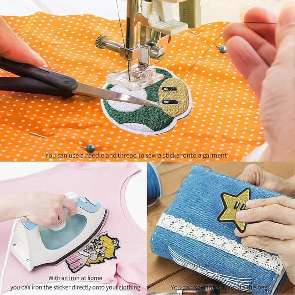 16 st broderade påsybara märken för kläder, jackor, ryggsäckar