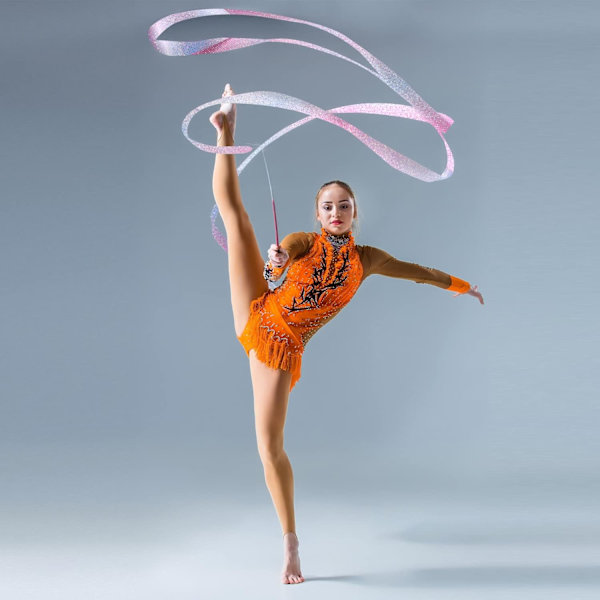 Gnistrende dansebånd, 2 deler 2 m gymnastikkbånd med tryllestav, kunstnerisk dansebånd for barn Kunstnerisk dansetrening Bursdagsfestgaver