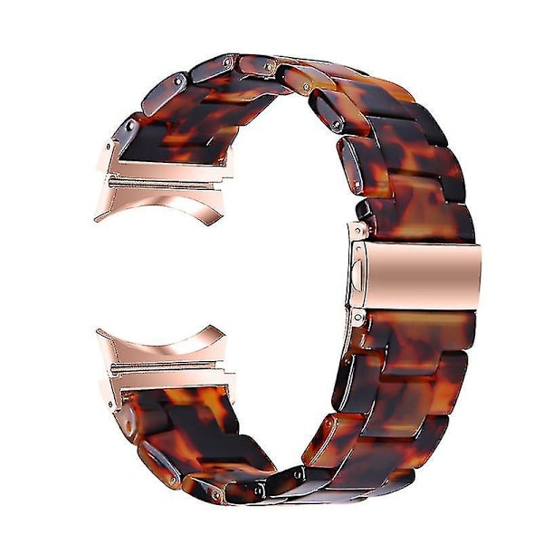 Til Samsung Galaxy Watch 5 40 mm / 44 mm / Watch 5 Pro 45 mm Resin urbånd i rustfrit stål med spændearmbånd Tortoiseshell Color