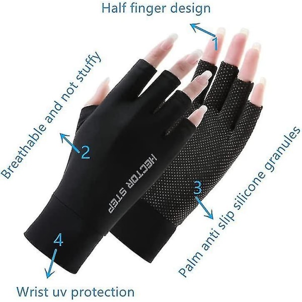 Upf 50+ Fingerløse solhandsker til UV-beskyttelse Håndbetræk til kvinder Fiskeri, kørsel, cykling, vandring gray M