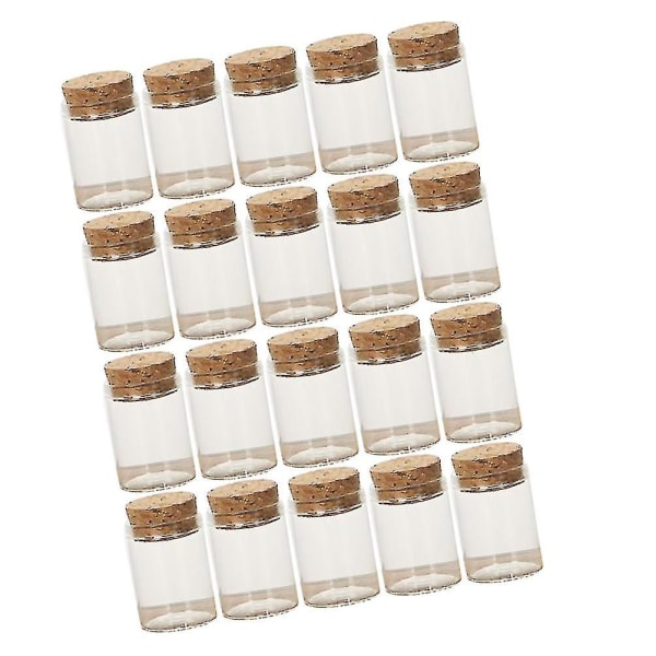 20 stk korkglassflasker Gjennomsiktige teoppbevaringskrukker Mini tomme flasker te underpakkingsflasker til hjemmefest