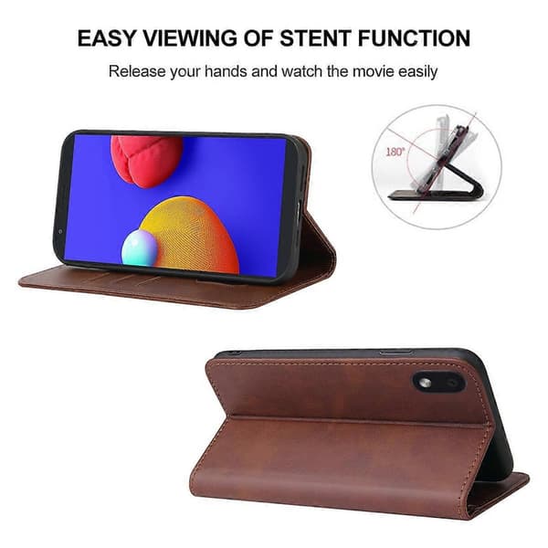Til Samsung Galaxy A01 Core, M01 Core Magnetisk Lukning Læder Telefon Cover Brown