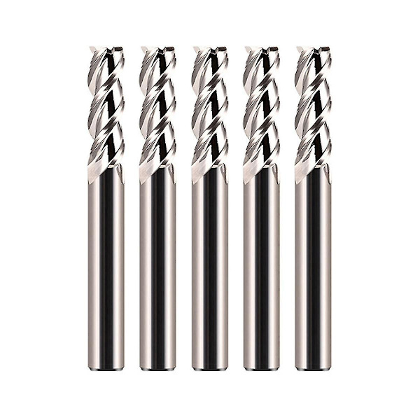5 st 55 graders set 6mm massiv hårdmetall Cnc träfräsbits för träbearbetning Silver