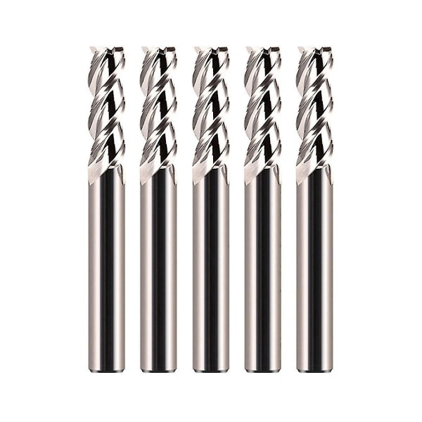 5 stk 55 grader spiral opskæring fræsebits sæt 6 mm massiv hårdmetal Cnc træ fræser bits til træbearbejdning Silver