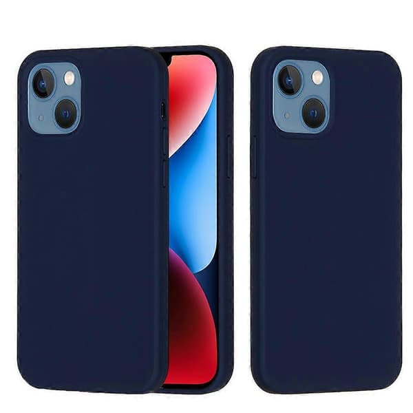 Silikon telefondeksel i ensfarget farge for iPhone 15 Midnight Blue For iPhone 15 Plus