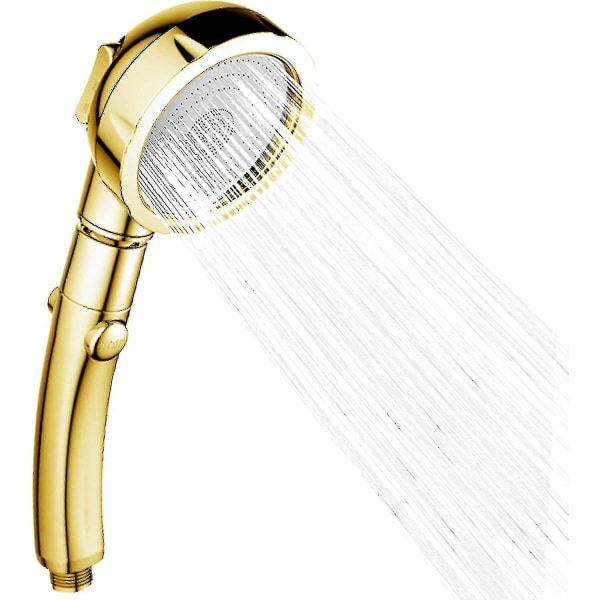 Brusehoved, universal håndbruser 3 tilstande håndbruser vandbesparende bruser med krom lukning Aftageligt brusehoved Badeværelsesbruser, guld[jl] |
