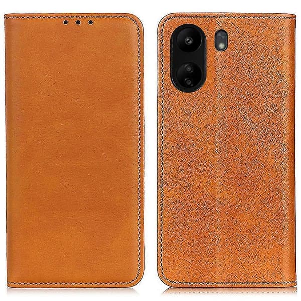 Til Xiaomi Redmi 13c Etui Split Læder Magnetisk Auto-absorberende Telefoncover Brown