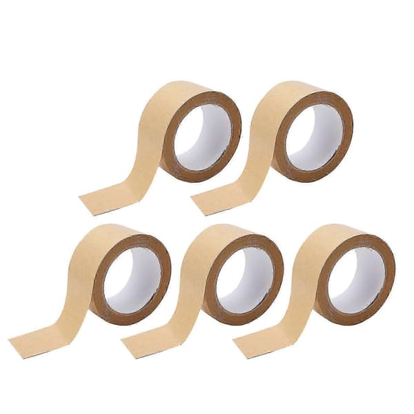 5 st kraftpapperstejp, god seghet, självhäftande, nedbrytbar, miljövänlig, gummerad packtejp
