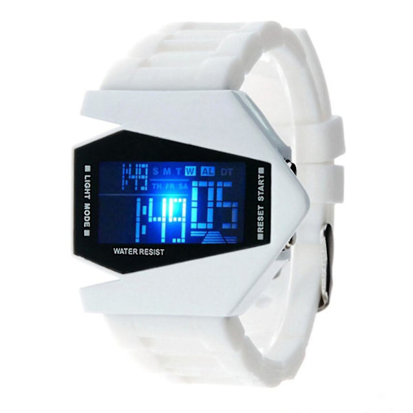 Digitalt Airplane Watch Multifunktionelt Unisex Farverigt Led Airplane Watch til kvinder og mænd White