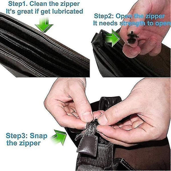 6 pakkauksen kiinteät vetoketjun vedtimet - vetoketjun liukukappaleiden korjaus, set - irrotettava pelastuslaukku black