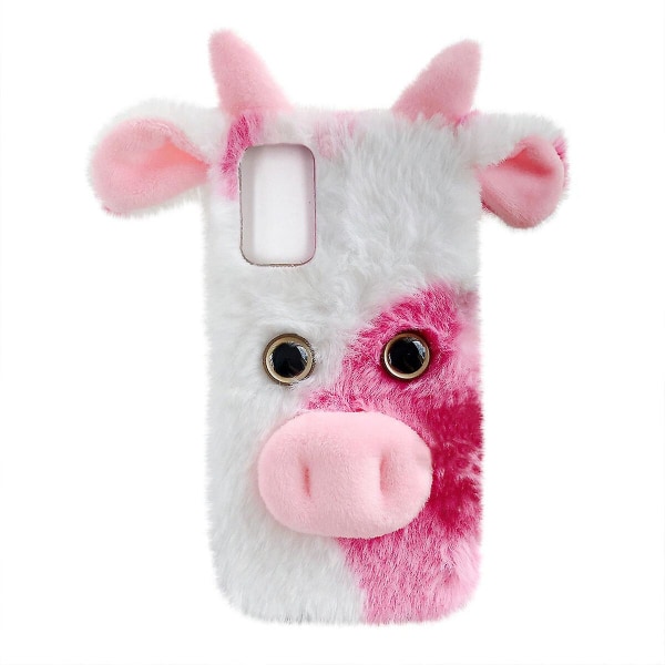 Fluffy Cow Phone Shell Dejligt plys telefoncover kompatibelt med S21 Ultra 5g Pink