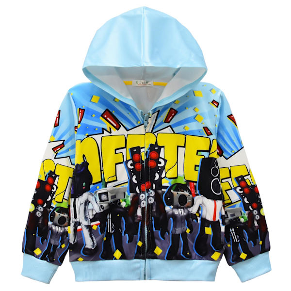 Forår og Efterår Sweatshirt Tv Mand Toilet Mand Digital Print Medium og Stor Børn Lynlås Hættetrøje Jakke Sweatshirt 36143 120CM