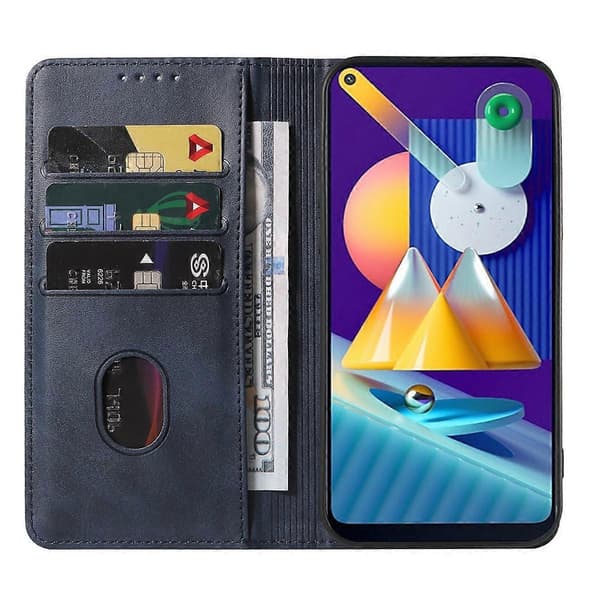 Magnetiskt läderfodral för Samsung Galaxy M11 Blue