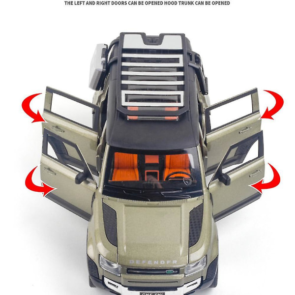 Trykstøbt bil 1/24 skala zinklegering trække tilbage køretøjer Land Rover Defender model billegetøj