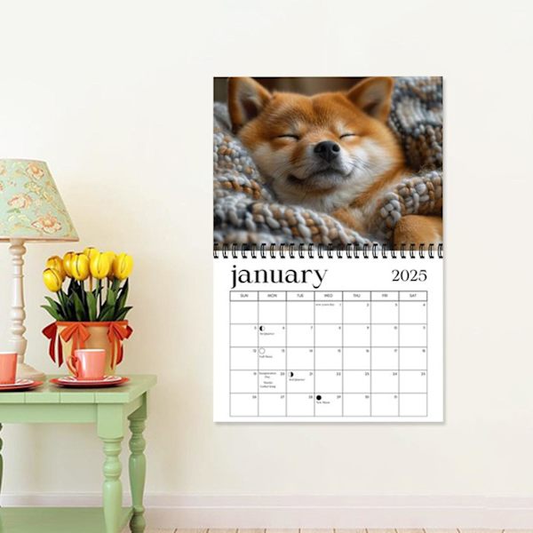 2025 Hund Väggkalender Rolig Sömnig Hund Mönster Kalender Semesterpåminnelse Hem Kontor Daglig Planerare Tidshantering Verktyg Jikaix A