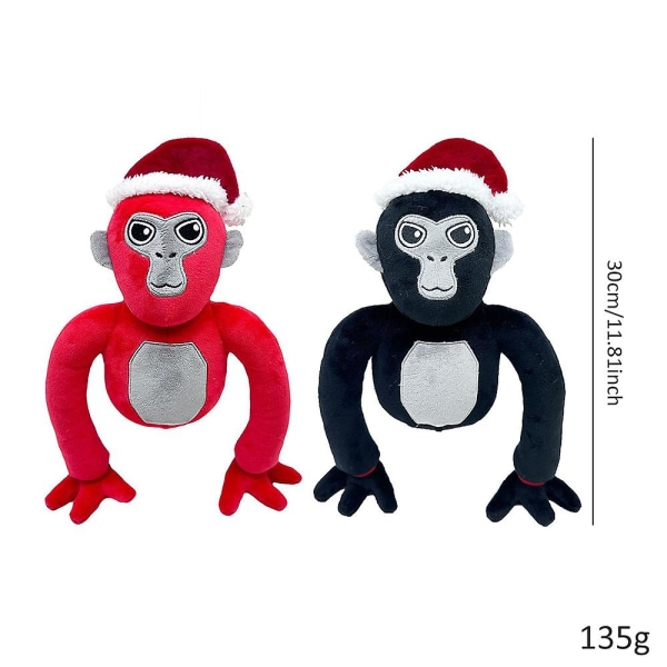 30 cm Gorilla Tag -pehmonuket pelifaneille Lahjat, täytetyt eläinnuket lapsille ja aikuisille Kodinsisustuskoristeet Black