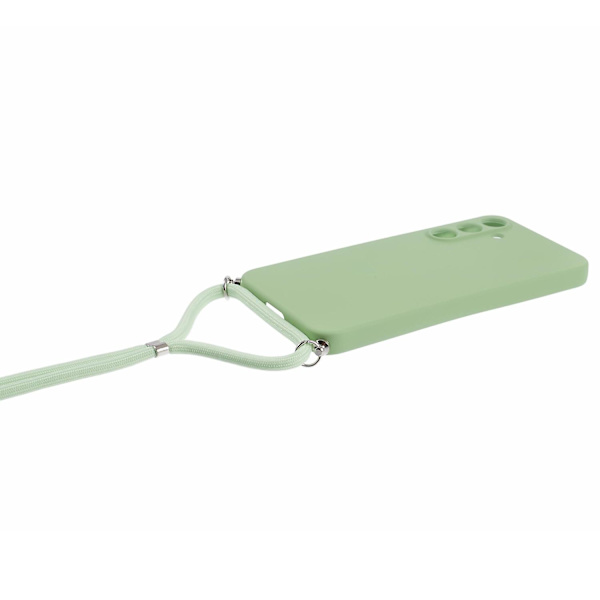 Til Samsung Galaxy A55 5G telefonetui TPU gummibelagt beskyttelsescover med snor - Matcha Green Green Style I Samsung Galaxy A55 5G