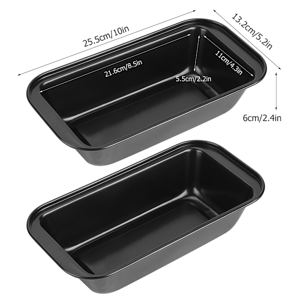 Rektangulær toastform, brødform, kulstofstål non-stick bagværk bageforme, sort