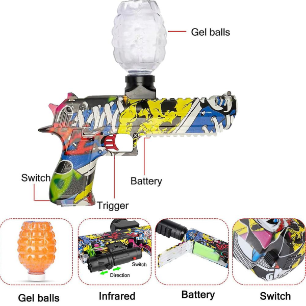 Desert Eagle Electric Gel Blaster Gel Ball Blaster Med 30000 vannperler