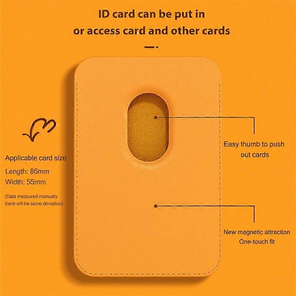 For Magsafe Magnetisk Lær Kort Holder Lommebok Etui For iPhone 14 Pro Max 13 12 11 XS XR X 7 8 Plus Mini Deksel Tilbehør Yellow