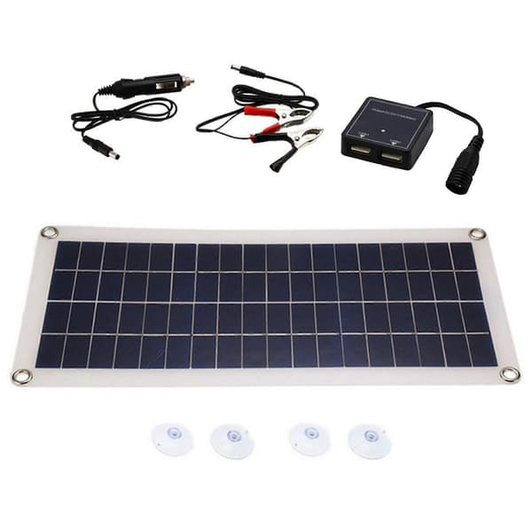 2X 8W 12V Fleksibelt Solcellepanel med Dobbel USB/DC Effektiv Bilbatterilading Camping Black