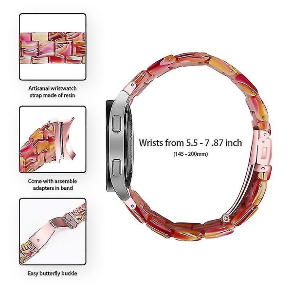 Til Samsung Galaxy Watch 5 40 mm / 44 mm / Watch 5 Pro 45 mm Resin urbånd i rustfrit stål med spændearmbånd Red