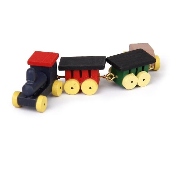 1/12 dukkehus miniature trævogne og toglegetøjssæt As shown