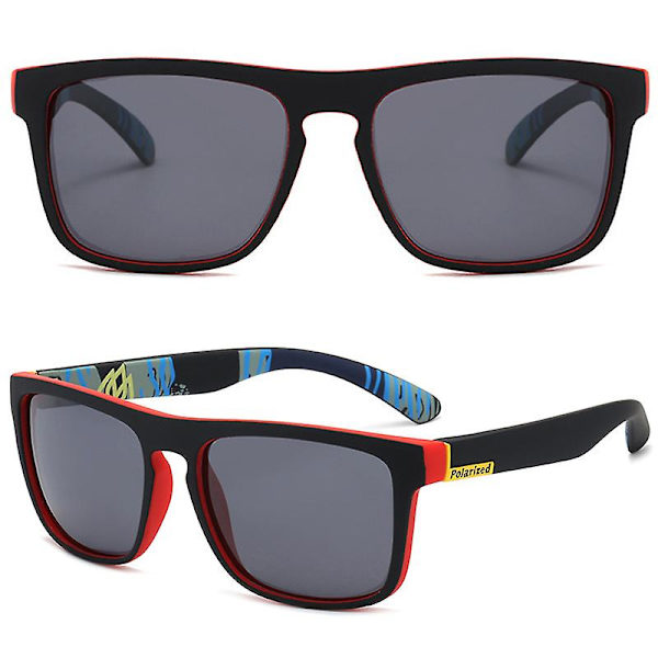 Firkantede solbriller Solbriller Retro Goggles Eyewear Black Red Frame Grey Lenses