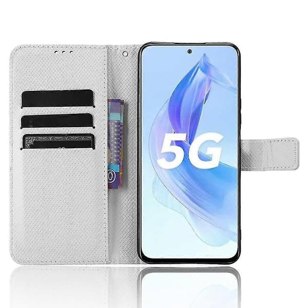Plånboksfodral för Honor 90 Lite 5G /X50i 5G PU-läder Diamantstruktur Stativ Stötsäkert White